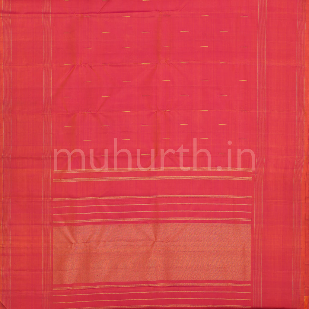 Rose Orange Pure Zari Kanjivaram Silk Saree