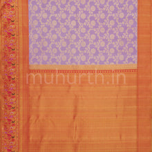 Load image into Gallery viewer, Lavender Pure Kanjivaram Silk Saree with Red