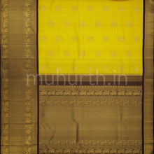 Load image into Gallery viewer, Golden Mustard Pure Kanjivaram Silk Saree with Pakku
