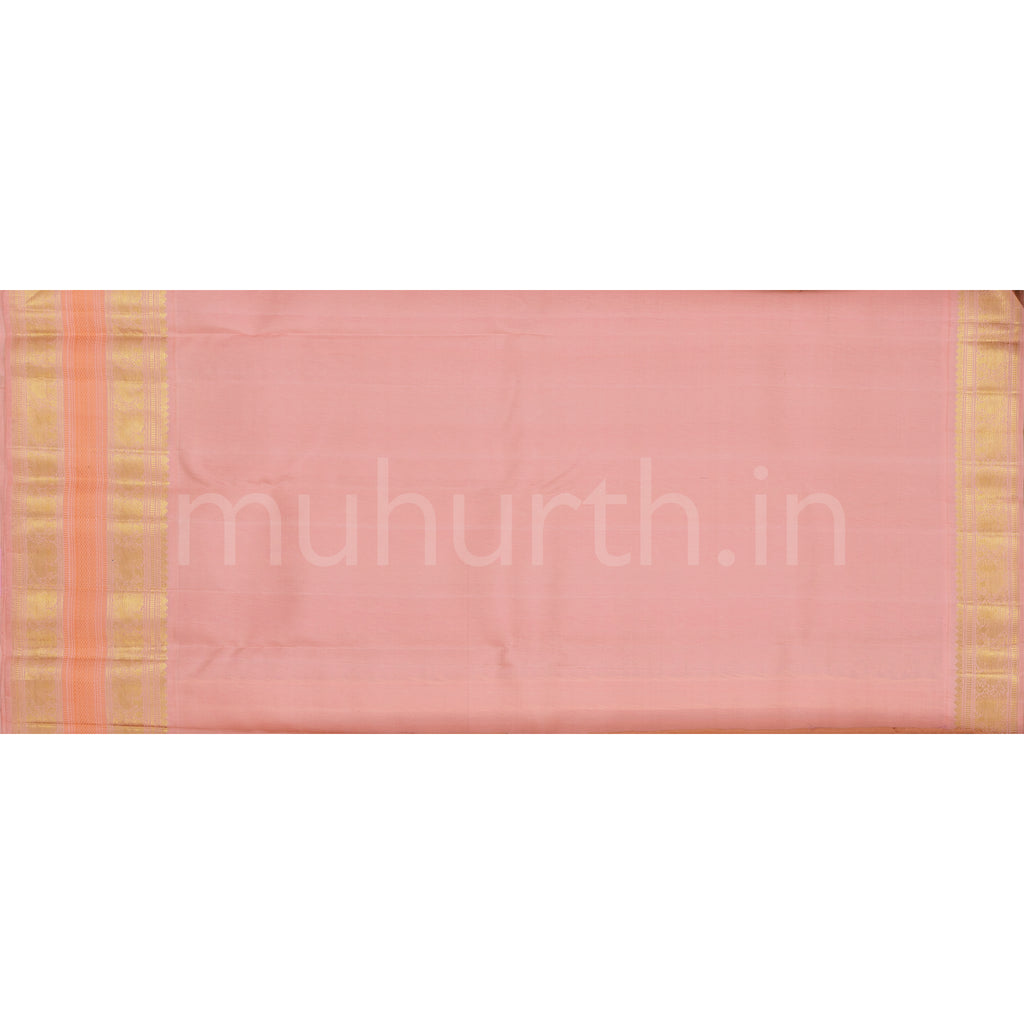 Light Orange Pure Kanjivaram Silk Saree with Peach