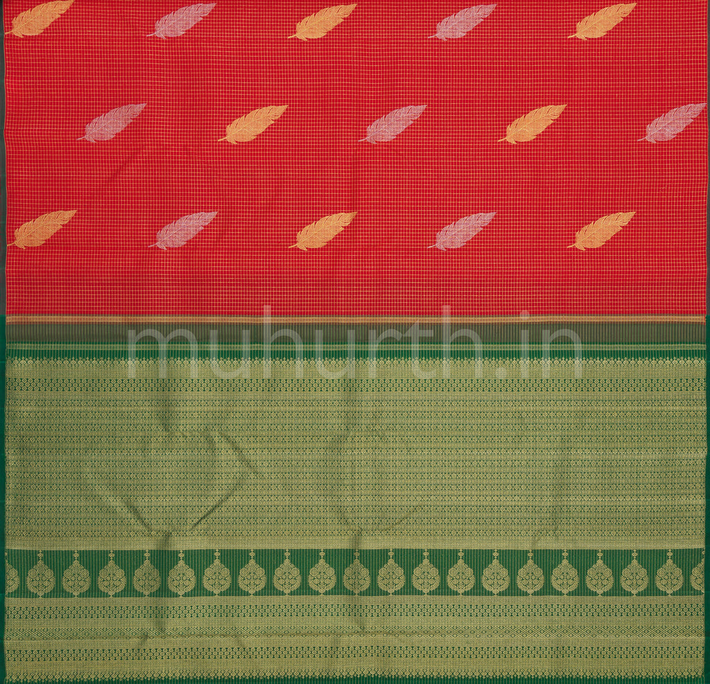 Bright Red Pure Kanjivaram Silk Saree