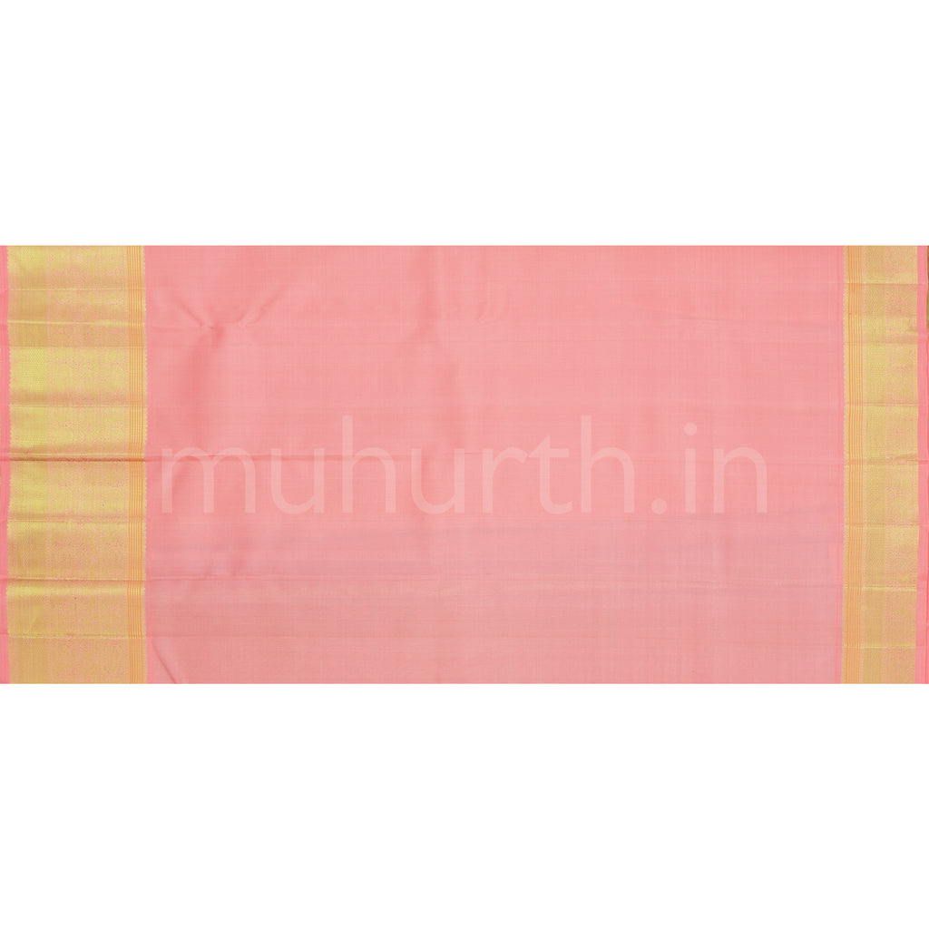 Light Elaichi Organza Pure Kanjivaram Silk Saree with Peach