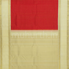 Load image into Gallery viewer, Red Pure Zari Kanjivaram Silk Saree with Cream