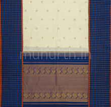 Load image into Gallery viewer, Off-White Pure Zari Kanjivaram Silk Saree with Violet