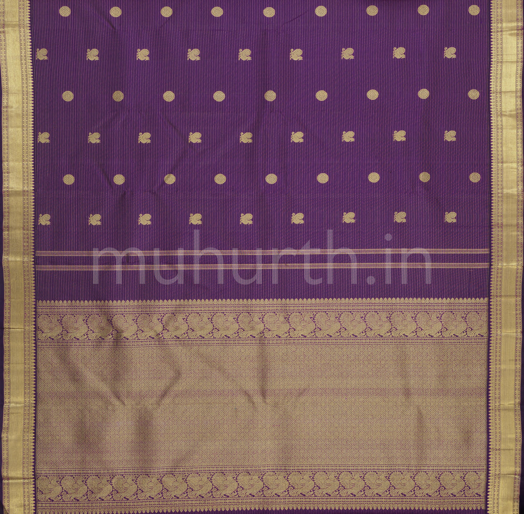 Dark Magenta Vaira-Oosi Pure Zari Kanjivaram Silk Saree