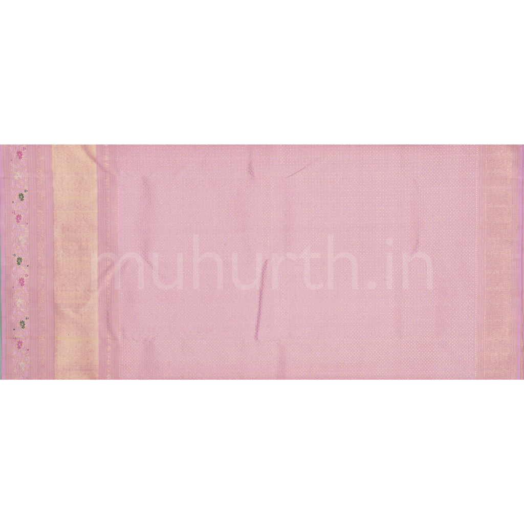 Rose Red Pure Kanjivaram Silk Saree with Pink