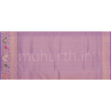 Load image into Gallery viewer, Orange Pure Kanjivaram Silk Saree with Lavender
