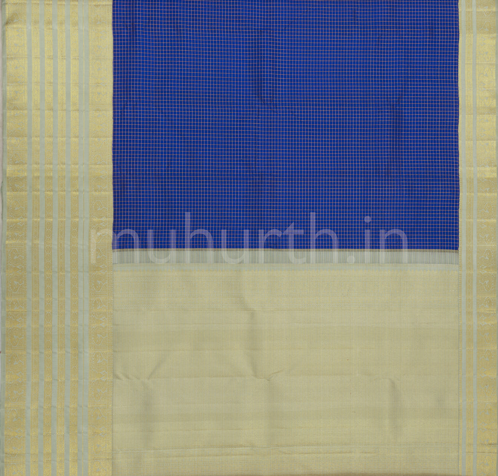 Violet Pure Kanjivaram Silk Saree with Light Elaichi