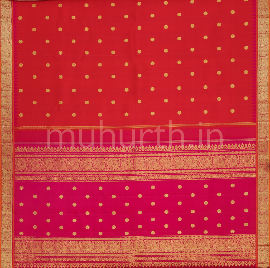 Red Orange Pure Kanjivaram Silk Saree