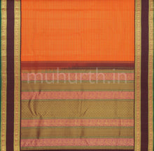 Load image into Gallery viewer, Orange Pure Kanjivaram Silk Saree with Pakku