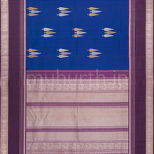 Load image into Gallery viewer, Peacock Blue Pure Kanjivaram Silk Saree with Dark Magenta