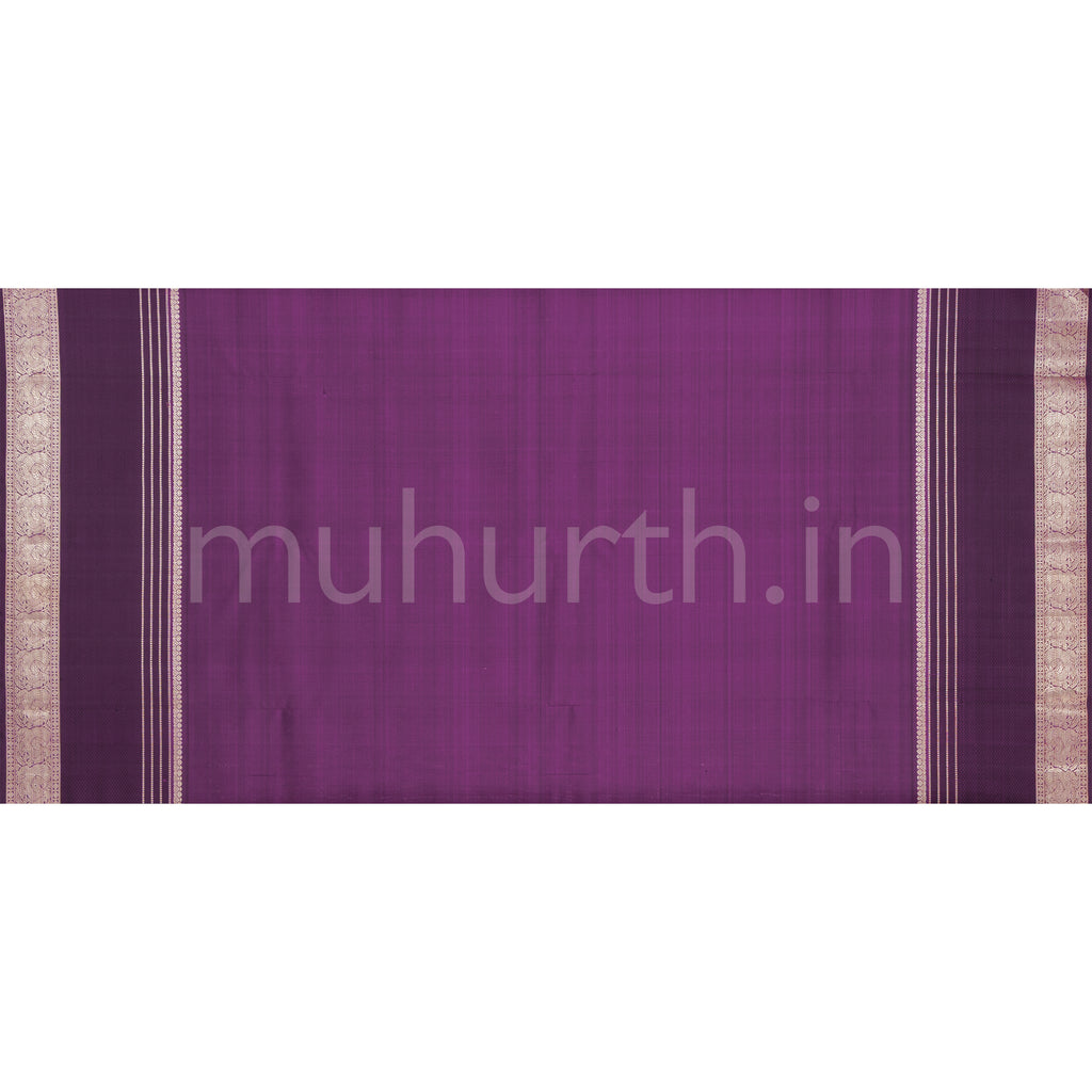 Peacock Blue Pure Kanjivaram Silk Saree with Dark Magenta