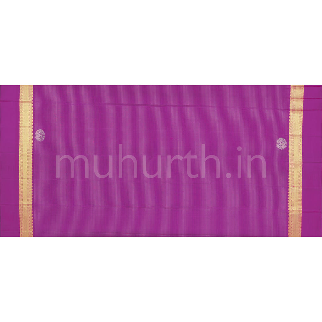 Violet Pure Kanjivaram Silk Saree with Rose