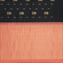 Load image into Gallery viewer, Black Pure Kanjivaram Silk Saree