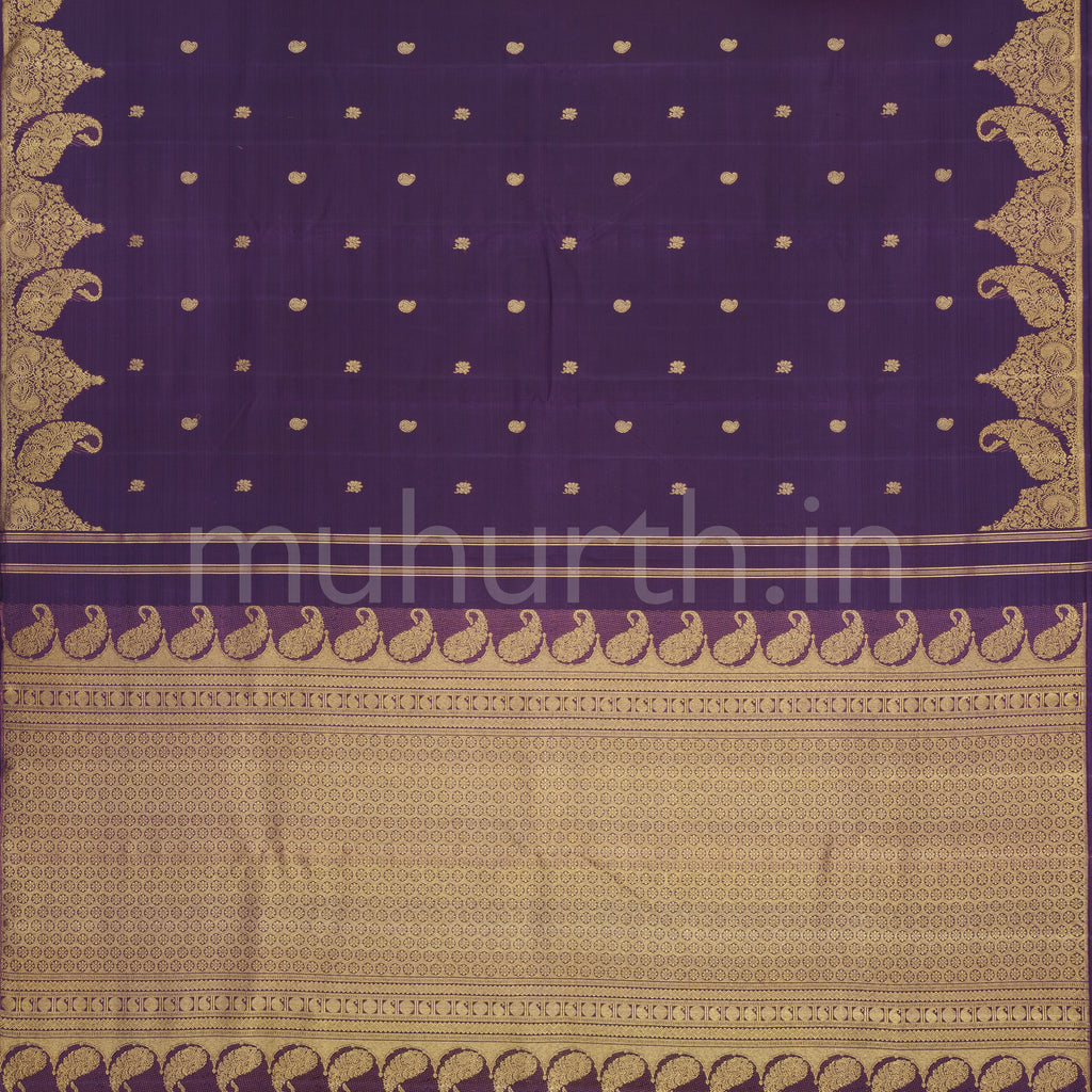 Dark Meenakshi Pure Zari Kanjivaram Silk Saree