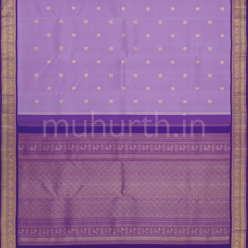 Lavender Pure Zari Kanjivaram Silk Saree with Meenakshi Violet
