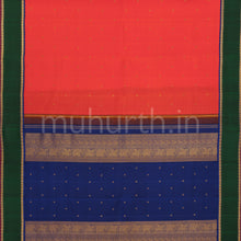 Load image into Gallery viewer, Orange Pure Zari Kanjivaram Silk Saree with Green