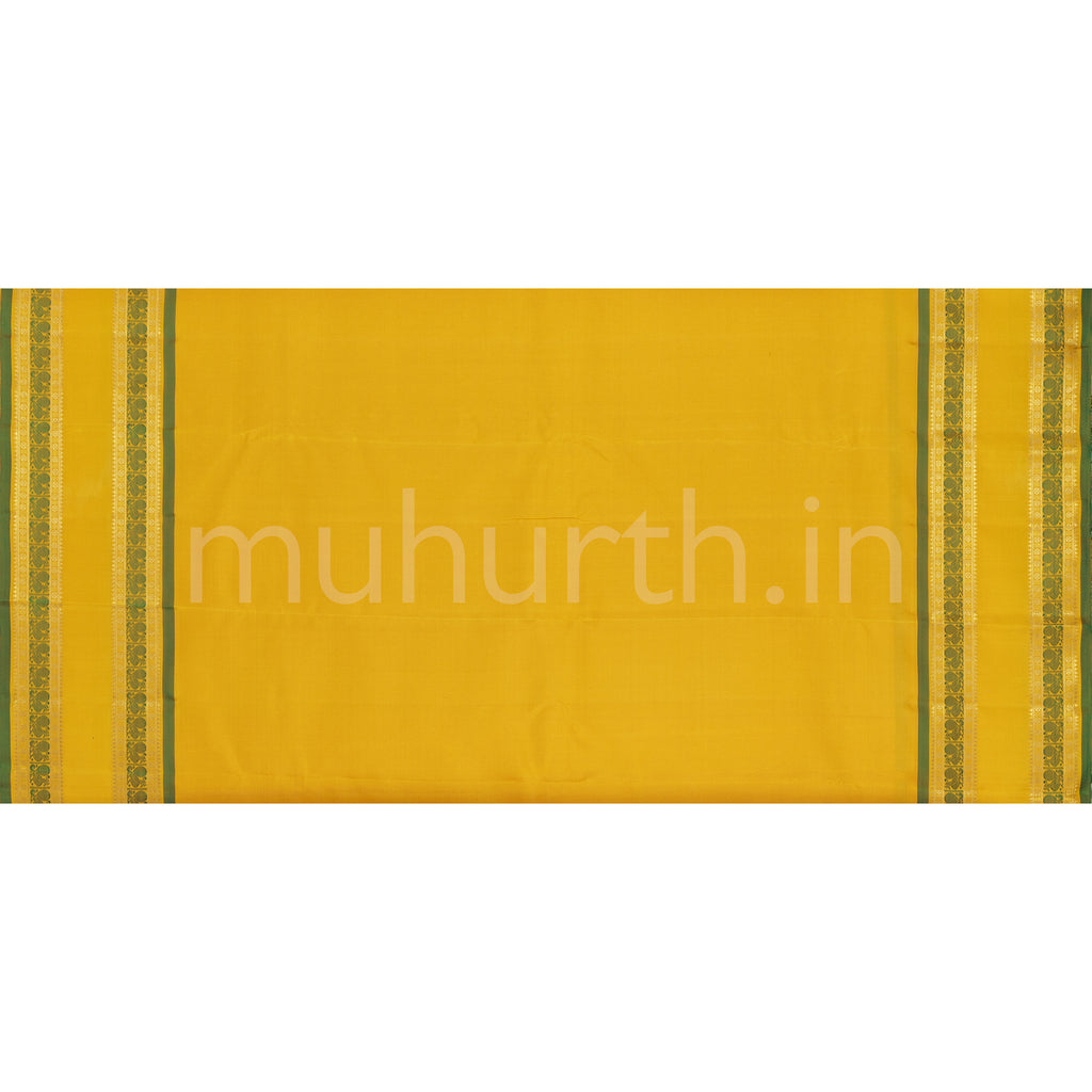 Rose Pure Zari Kanjivaram Silk Saree with Golden Mustard