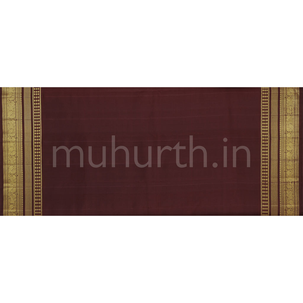 Bright Peach Pure Kanjivaram Silk Saree with Pakku