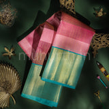 Ombre Tone Muthu Kattam Pure Kanjivaram Silk Saree with Rexona