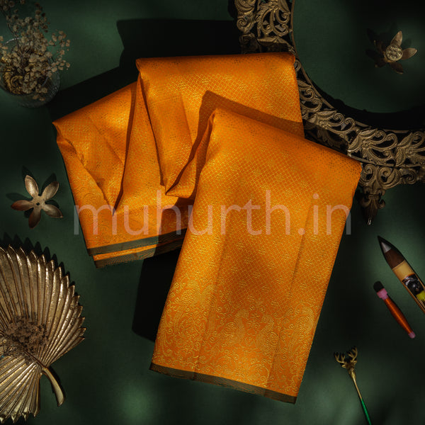 Orange Pure Kanjivaram Silk Saree