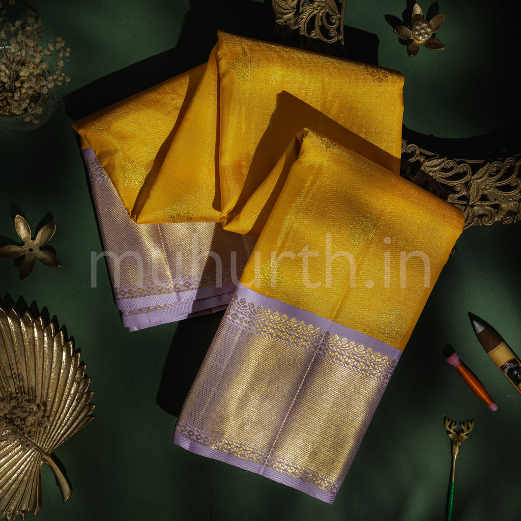 Mambazham Tissue Vaira-Oosi Kanjivaram Silk Saree with Lavender