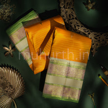 Load image into Gallery viewer, Mango Yellow Kanjivaram Silk Saree with Tussar White