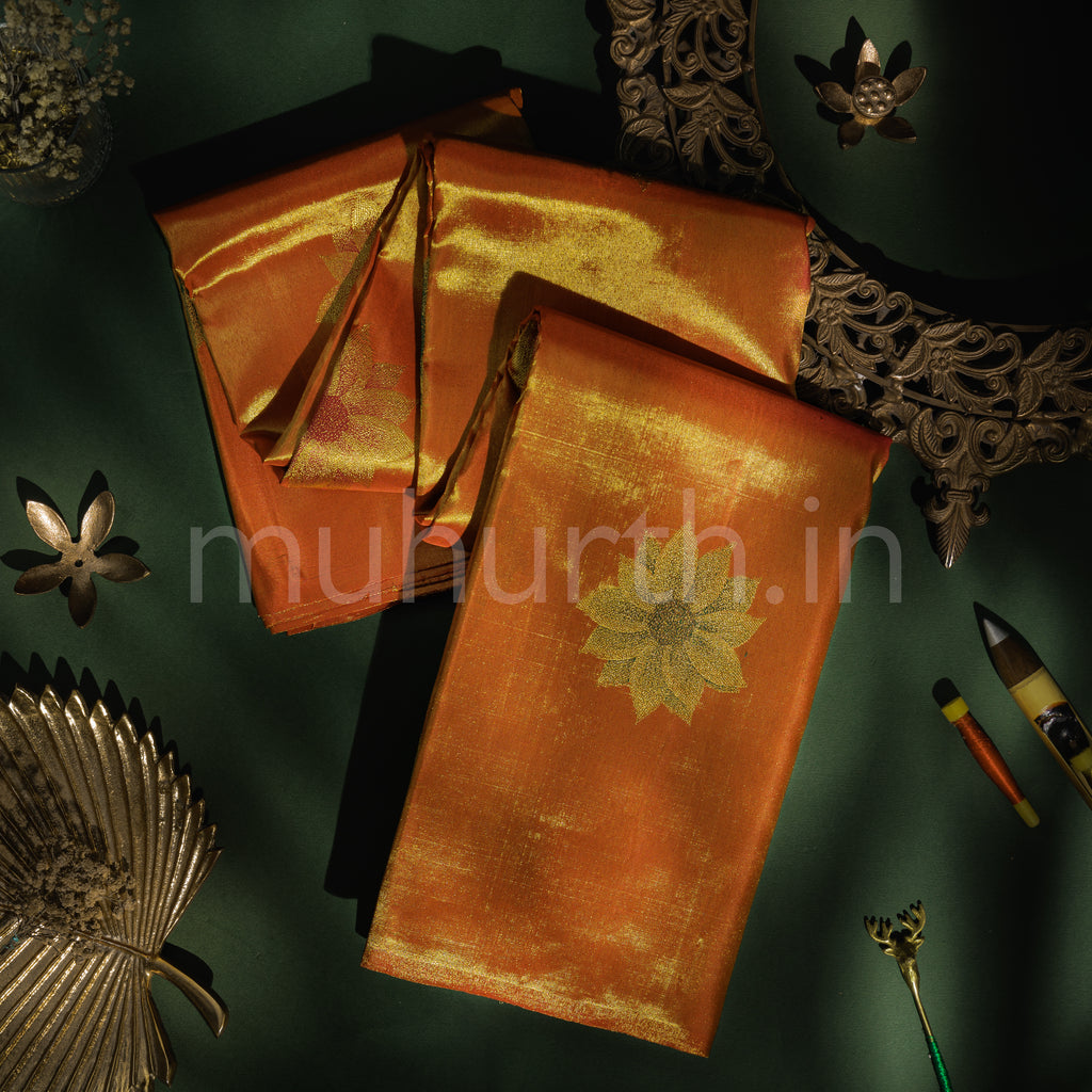 Red Organza Tissue Kanjivaram Silk Saree