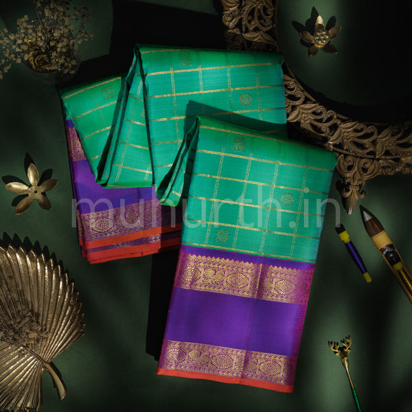 Rexona Muthu Kattam Pure Zari Kanjivaram Silk Saree with Magenta