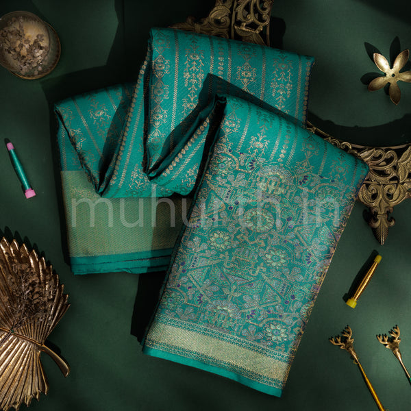 Rama Green Pure Kanjivaram Silk Saree