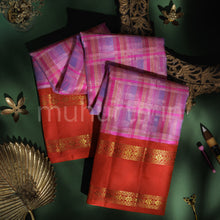 Load image into Gallery viewer, Multi-Colour Kora Organza Pure Kanjivaram Silk Saree with Red