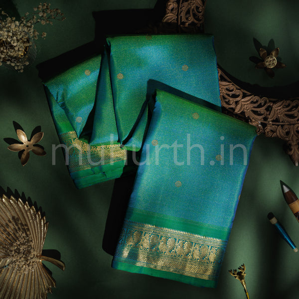 Ramar Green Vaira-Oosi Pure Zari Kanjivaram Silk Saree