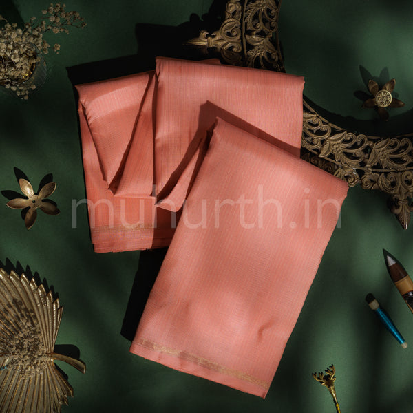 Peach Muthu Seer Pure Zari Kanjivaram Silk Saree