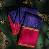 Violet Kanjivaram silk saree with Red