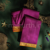 Magenta Pure Kanjivaram Silk Saree with Golden Mustard