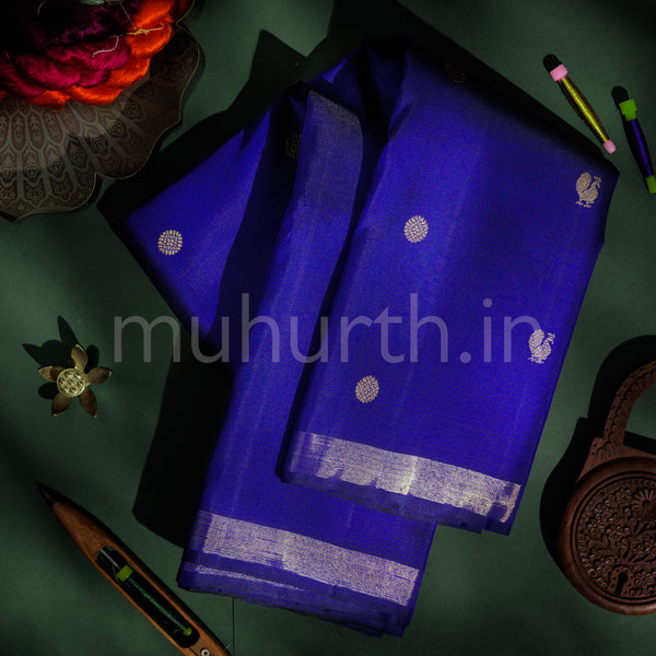 Ink Blue Pure Zari Kanjivaram Silk Saree