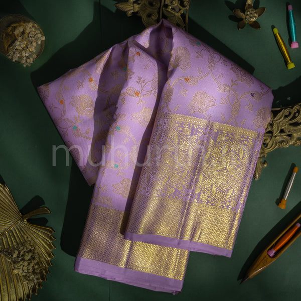 Lavender Designer Meenakari Kanjivaram Silk Saree