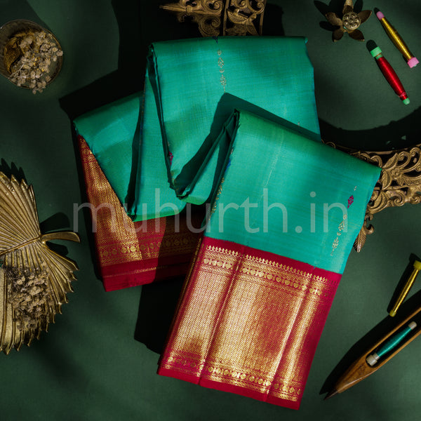 Ramar Green Pure Kanjivaram Silk Saree with Arakku