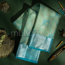 Load image into Gallery viewer, Sea Green Pure Kanjivaram Silk Saree with Ananda