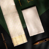 Premium Off-White Checks Pure Silk Dhoti with Angavastram