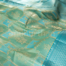 Load image into Gallery viewer, Sea Green Pure Kanjivaram Silk Saree with Ananda