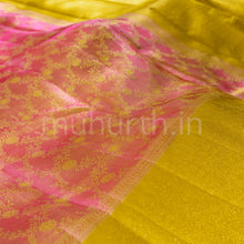 Load image into Gallery viewer, Pink Pure Kanjivaram Silk Saree with Golden Mustard