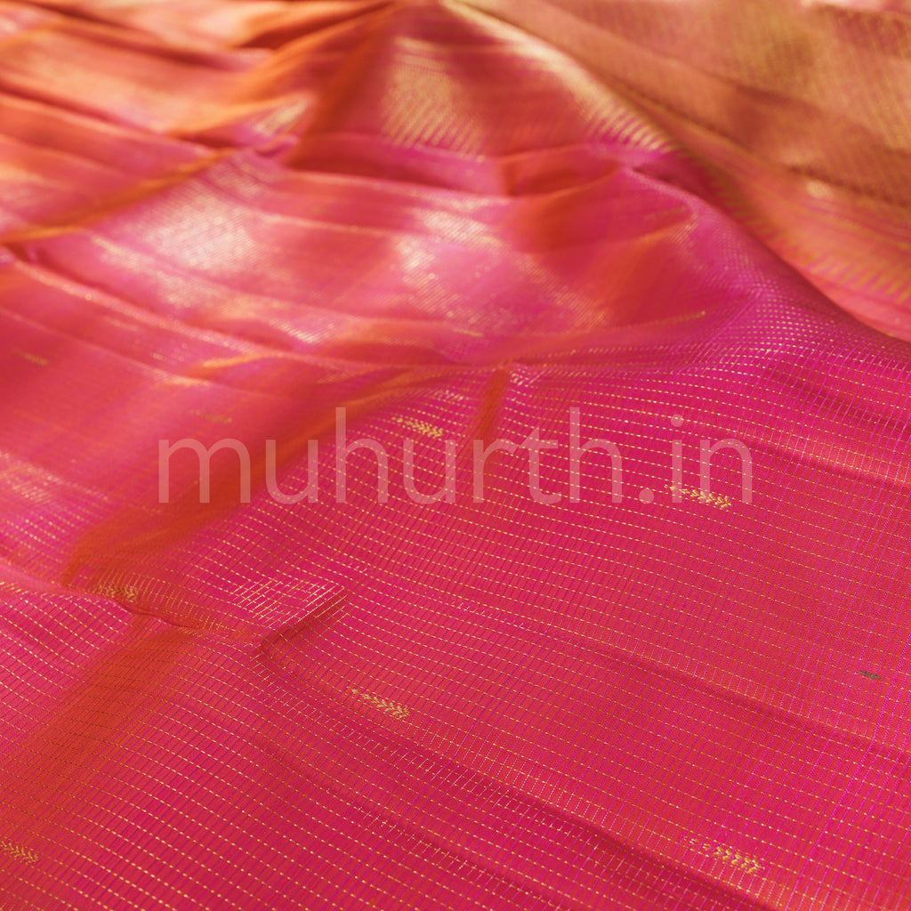 Rose Shot Orange Pure Kanjivaram Silk Saree
