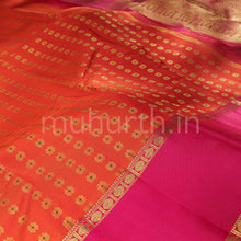 Load image into Gallery viewer, Orange Pure Zari Kanjivaram Silk Saree with Rose