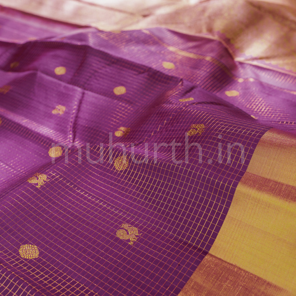 Magenta Pure Kanjivaram Silk Saree with Pink