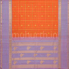 Load image into Gallery viewer, Orange Pure Kanjivaram Silk Saree with Lavender