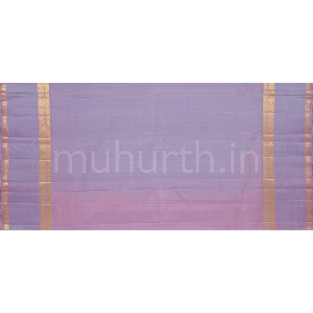 Orange Pure Kanjivaram Silk Saree with Lavender