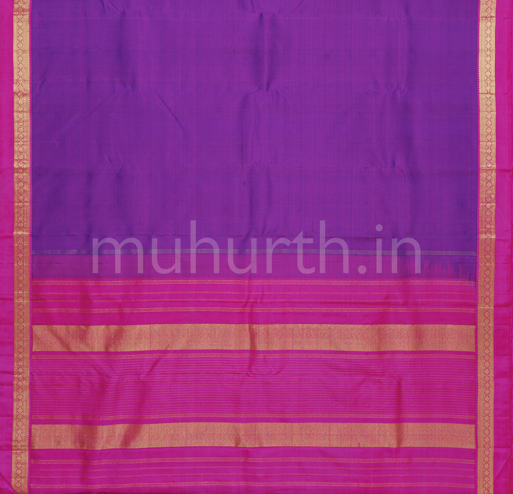 Magenta Pure Kanjivaram Silk Saree with Rose
