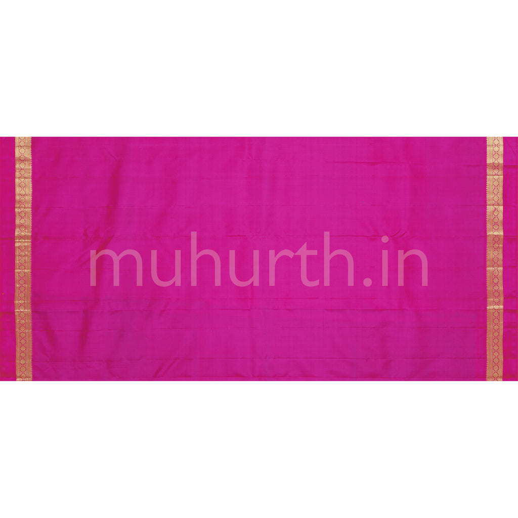Magenta Pure Kanjivaram Silk Saree with Rose