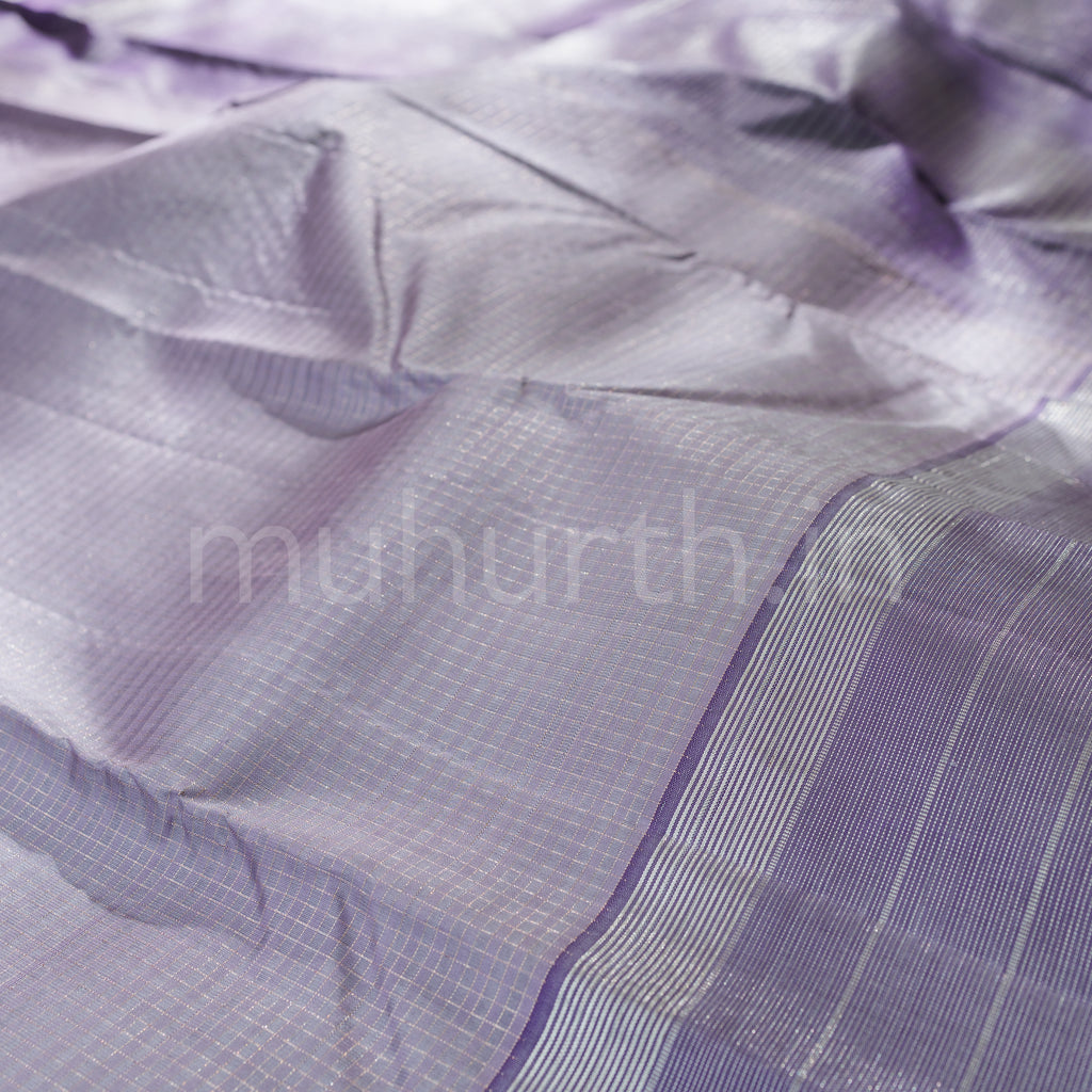 Light Lavender Pure Kanjivaram Silk Saree with Lavender